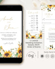 MARISOL Electronic Wedding Invitations with Sunflowers and Roses