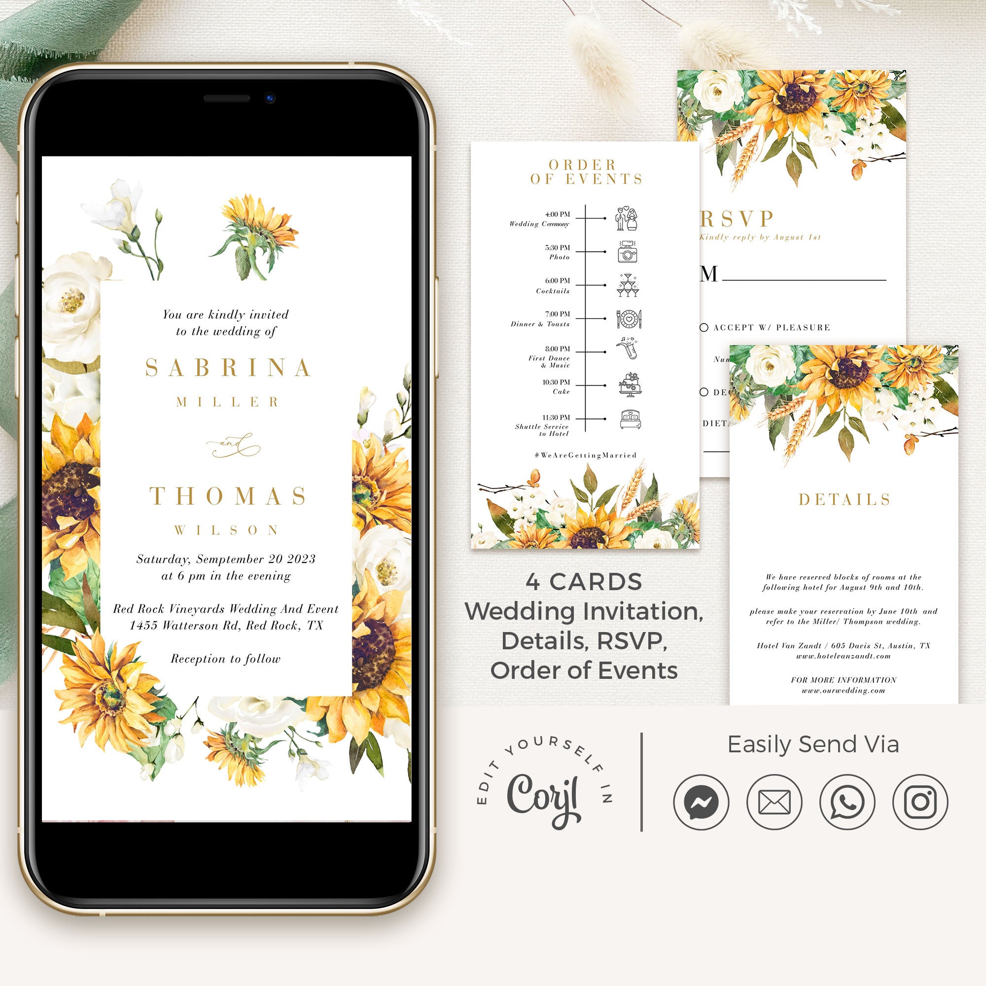 MARISOL Rustic Wedding Invitation Digital Template