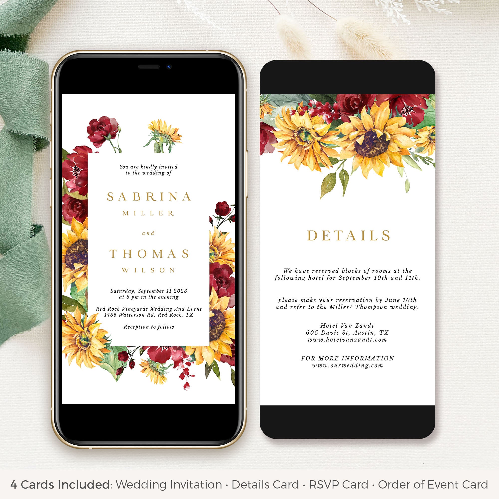 RUBY Fall Wedding Invitation Digital Cards