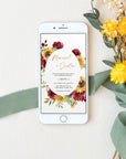 RUBY Digital Wedding Invitations Red Roses and Sunflowers