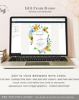 IVY Save the Date Templates Sunflower and Dusty Blue Roses