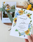 IVY Save the Date Templates Sunflower and Dusty Blue Roses