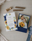 IVY Navy Blue and Sunflower Wedding Invitation Template