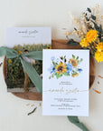 IVY Dusty Blue and Sunflower Wedding Invite Template