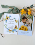 IVY Floral Wedding Invitation Card Template with Sunflowers
