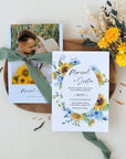 IVY Floral Wedding Invitation Card Template with Sunflowers