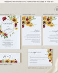 RUBY Sunflower Wedding Invitation Template Suite