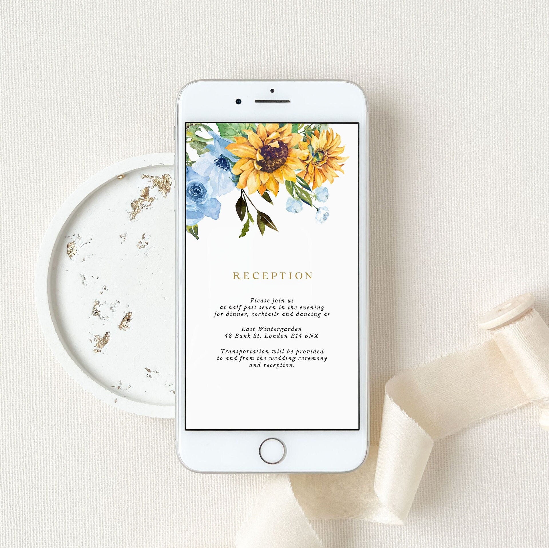 IVY Sunflower Themed Wedding Invitation Digital Card