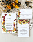 RUBY Rustic Sunflowers Wedding Invitation Set with Rsvp