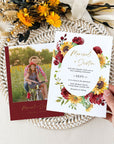 RUBY Red Roses and Sunflower Wedding Invitation Card Template