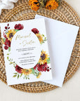 RUBY Red Roses and Sunflower Wedding Invitation Card Template