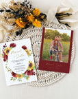RUBY Red Roses and Sunflower Wedding Invitation Card Template