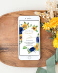 IVY Digital Sunflowers Save the Date Blue and Yellow