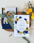 IVY Navy Blue Yellow Wedding Invitations Suite Template