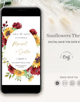 RUBY Sunflower and Roses Wedding Save the Date Digital Invite