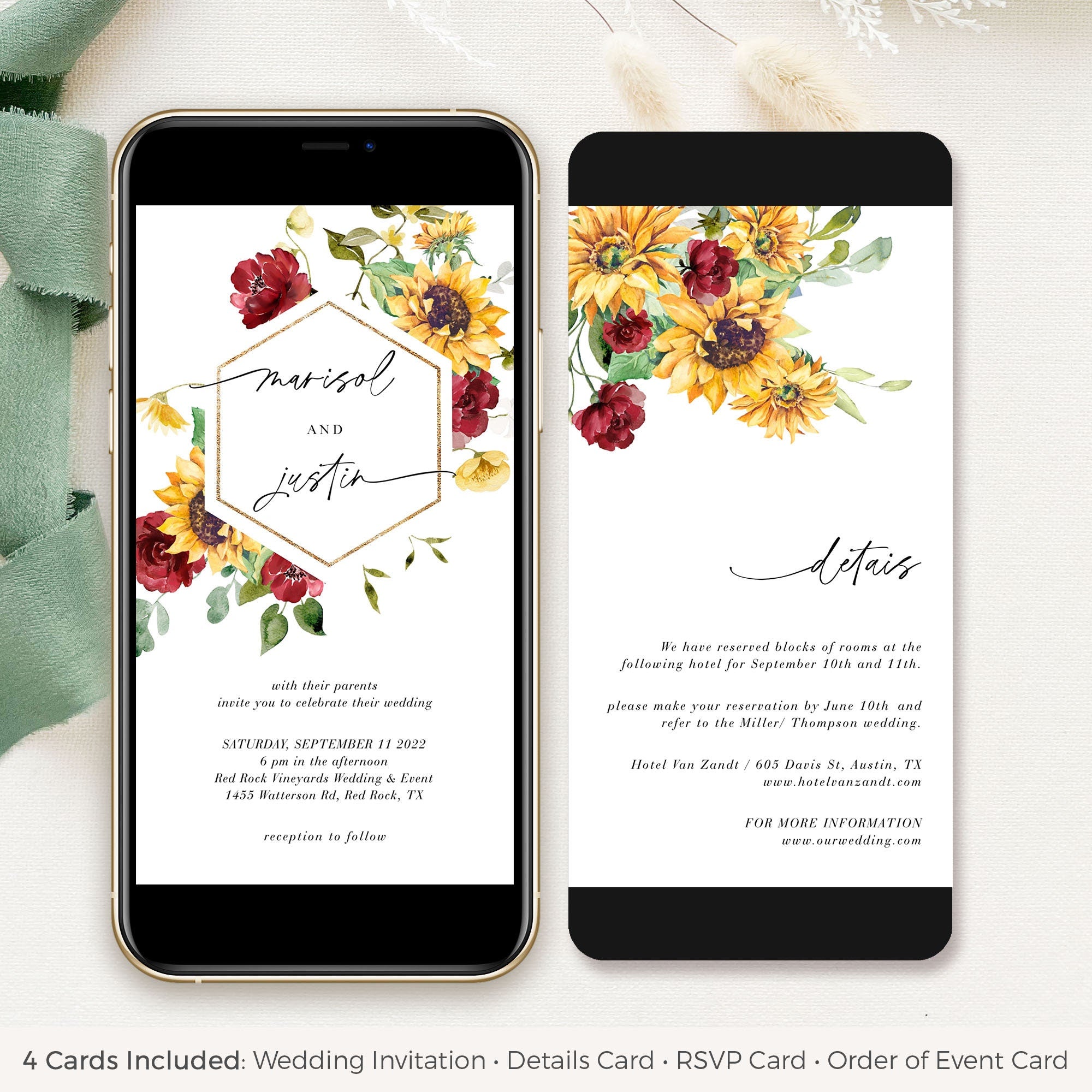 RUBY Digital Wedding Invitation Rustic with RSVP