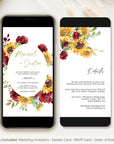 RUBY Digital Wedding Invitations Red Roses and Sunflowers