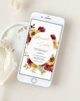 RUBY Digital Wedding Invitations Red Roses and Sunflowers