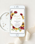 RUBY Digital Wedding Invitations Red Roses and Sunflowers