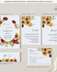 RUBY Floral Wedding Invitation Suite Template