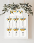 IVY Sunflower Wedding Table Seating Cards Template
