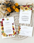 RUBY Rustic Sunflowers Wedding Invitation Set with Rsvp