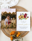 RUBY Roses and Sunflower Save the Date Template with Photo