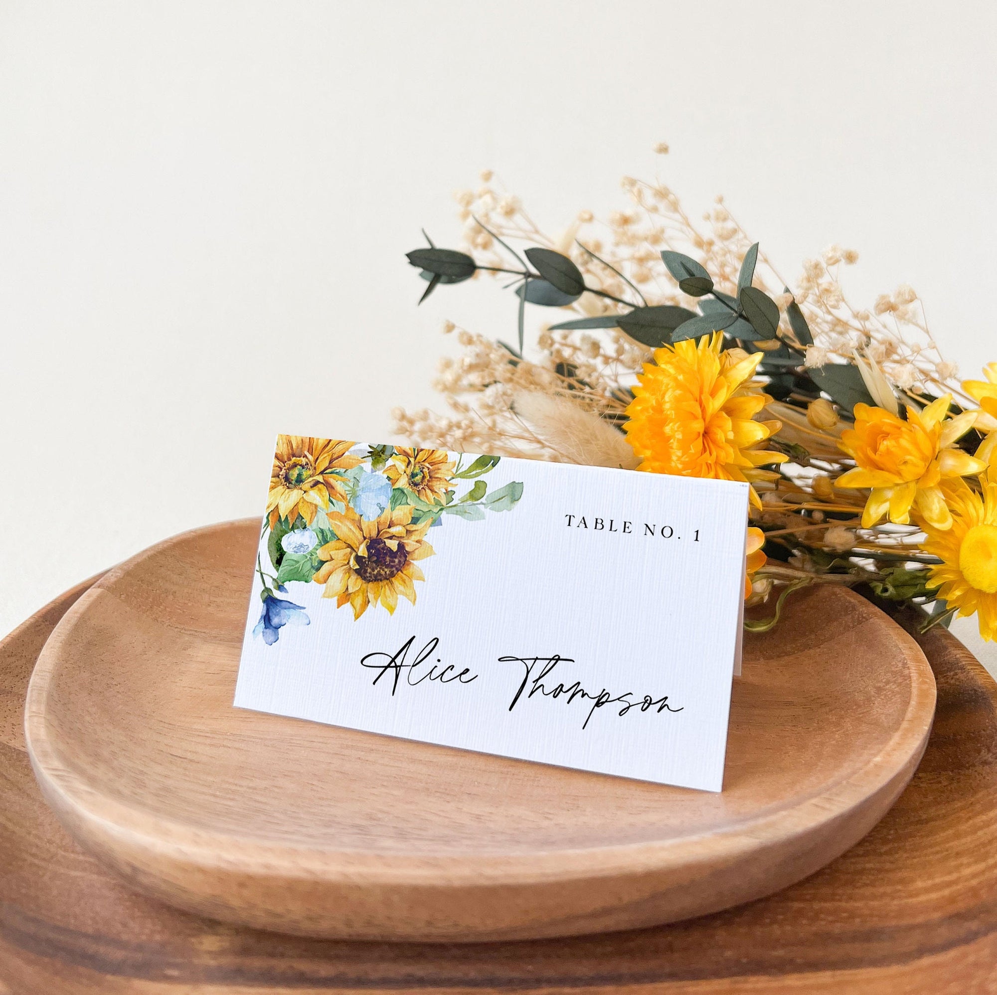 IVY Printable Wedding Name Place Cards Sunflower