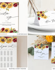RUBY Printable Sunflower Wedding Invitation Template Bundle