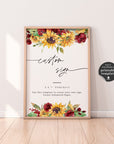 RUBY Printable Wedding Signs for Reception with Sunflowers