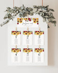 RUBY Wedding Seating Chart Cards Template with Sunflowers