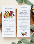 RUBY Sunflower Wedding Program Template Order of Service