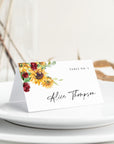 RUBY Printable Wedding Name Place Cards Sunflower