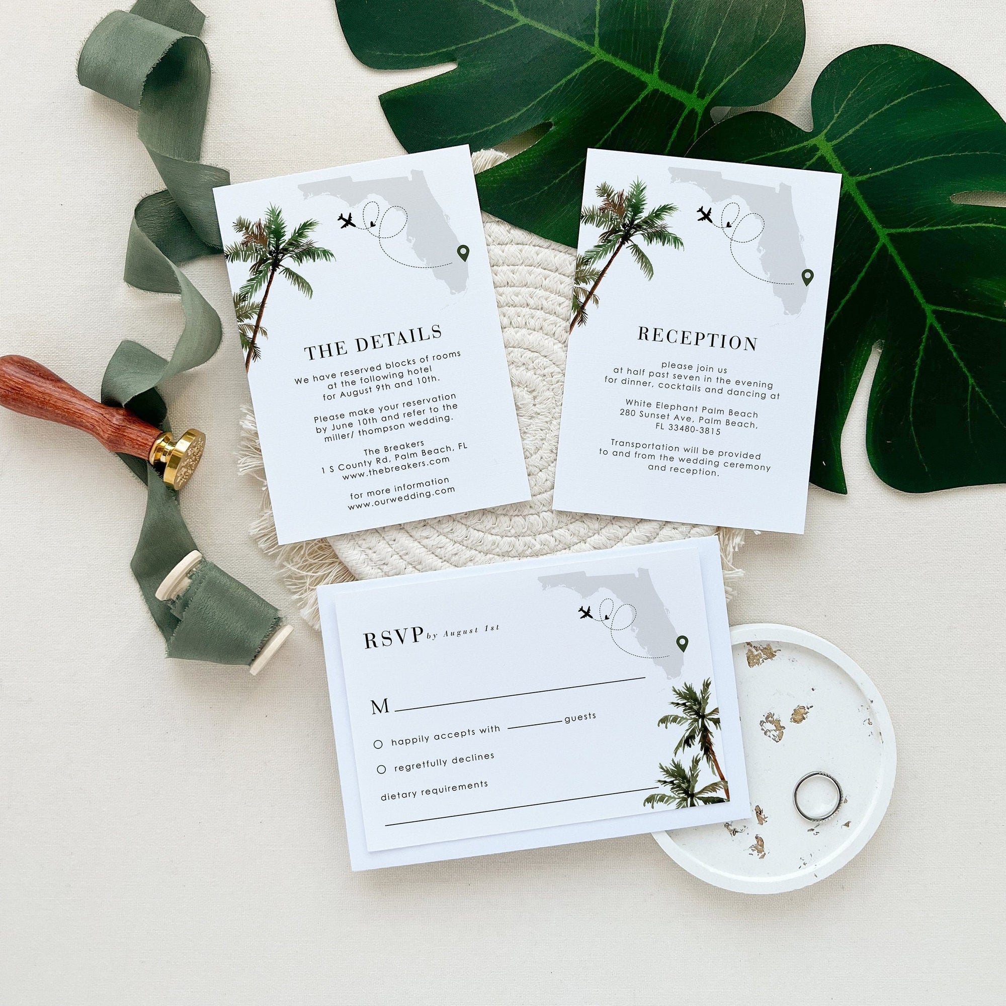 KONA Palm Tree Wedding Invitation Suite Template