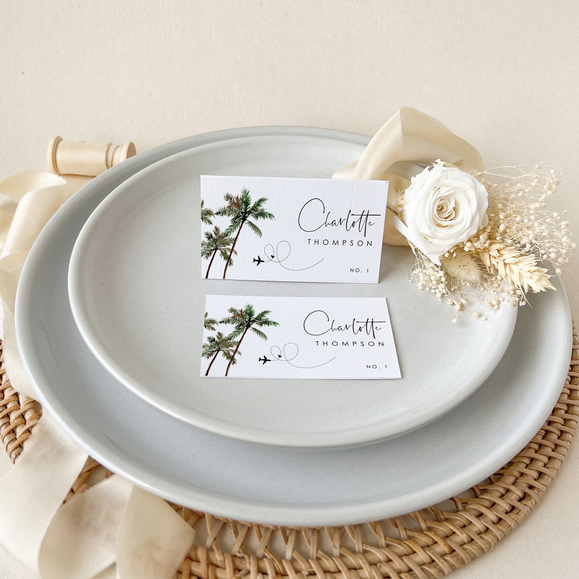 KONA Tropical Palm Tree Place Cards Template