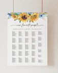 IVY Sunflower Wedding Seating Plan Template Alphabetical Order