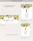 IVY Sunflower Wedding Table Seating Cards Template