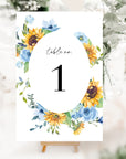 IVY Sunflower Wedding Table Numbers Template