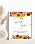 RUBY Printable Wedding Signs for Reception with Sunflowers