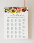 RUBY Printable Alphabetical Seating Chart Wedding Rustic