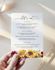 RUBY DIY Wedding Menu Cards with Sunflower Rustic