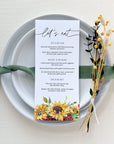 RUBY DIY Wedding Menu Cards with Sunflower Rustic