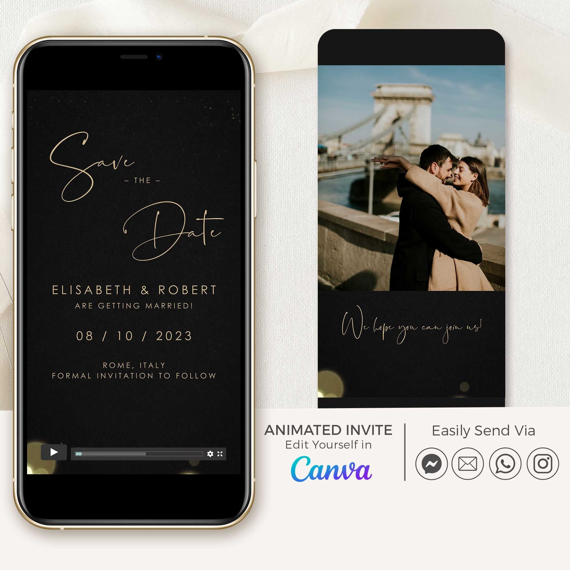 ANITA Save the Date Video Template - Black & Gold