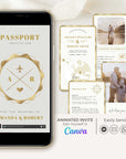 Passport Wedding Invitation Video Template - White & Gold