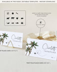 KONA Tropical Palm Tree Place Cards Template