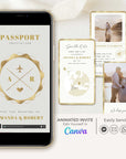 Passport Save The Date Video Template - White & Gold