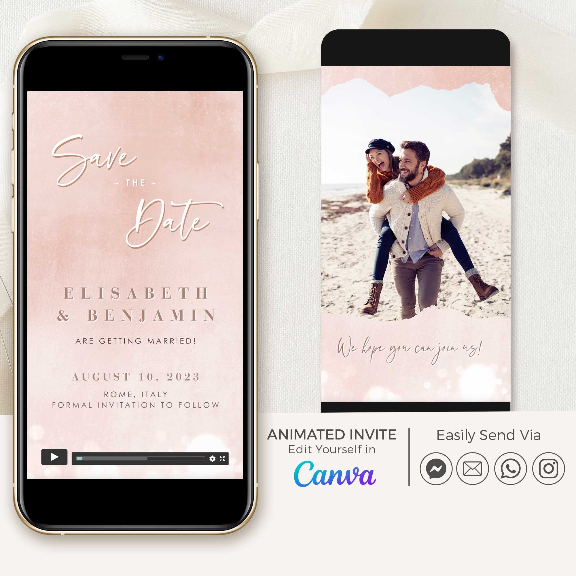 ANITA Save the Date Video Template - Rose Gold