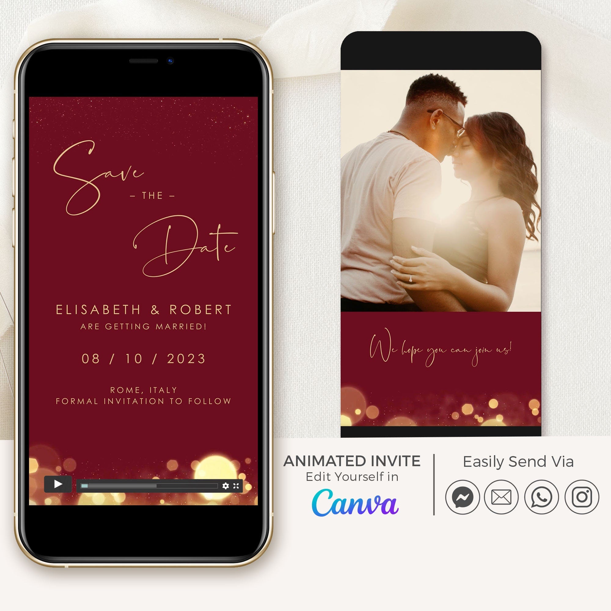 ANITA Save the Date Video Template - Burgundy