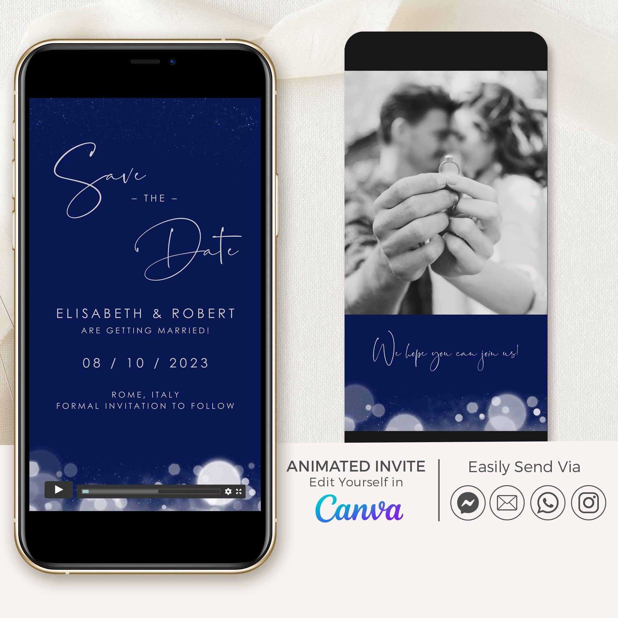 ANITA Save the Date Video Template - Blue & Silver