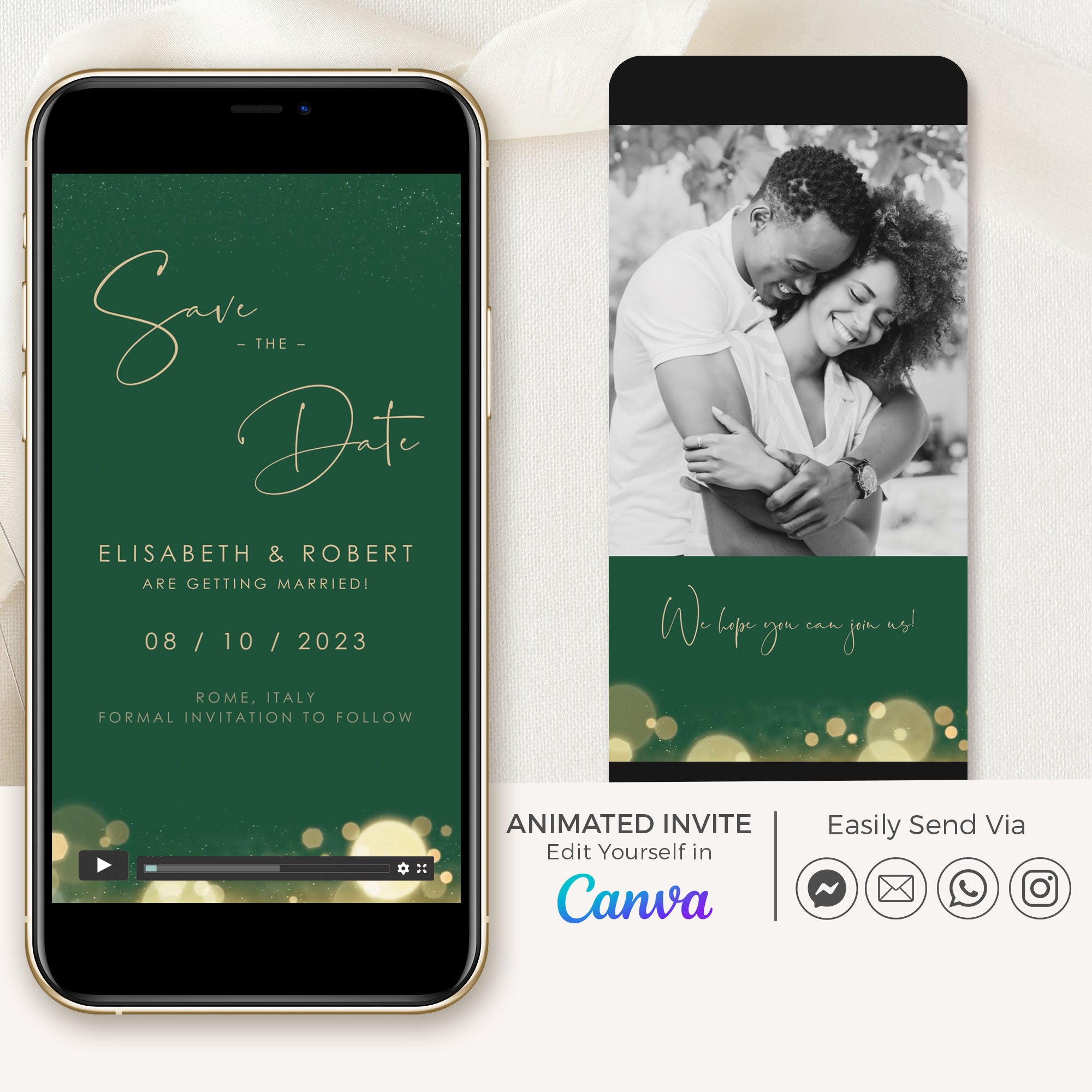 ANITA Save the Date Video Template - Emeral Green